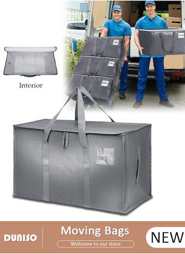 Large Moving Bags, Heavy Duty Moving Storage Tote Bags with Tag Port, Foldable Clothes Storage Bags,UnderBed Storage Bag with Zippers and Sturdy Handles for Bedding,dormitory,Travel