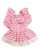 Gingham Print Dog Dress Ruffle Trim Cat Lace Princess Dresses with Bow Decor Puppy Tutu Skirt Holiday Party Costume Outfit for Small and Medium Cats Dogs Kitten (Pink, S)
