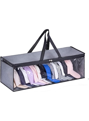 SYOSI Hat Organizer, Hat Storage for Baseball Caps, Hat Bag, Baseball Cap Organizer, Hat Holder Rack with Carrying Handles &amp; Lid, Portable Large Hat Box for Home Travel