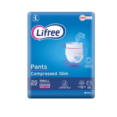 Lifree Slim Culotte Adult Diaper Pants, Small Size, 6 Cup Absorbency , Jumbo Pack, 20 Pieces