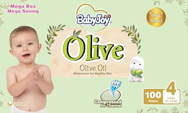 BabyJoy Olive Diapers 100-Pieces Mega Pack, Size 4, 10-18large