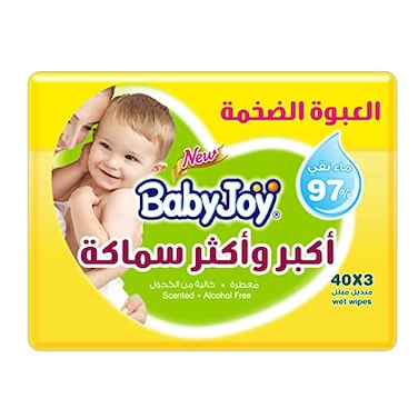 BabyJoy Thicker And Larger Wet Wipes, Mega Pack, 120 Baby Wipes