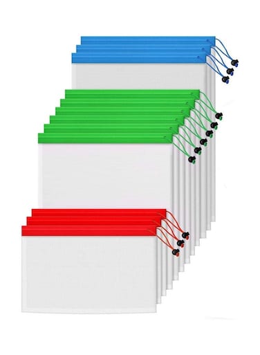 12-Piece Reusable Mesh Bags Multicolour 260grams