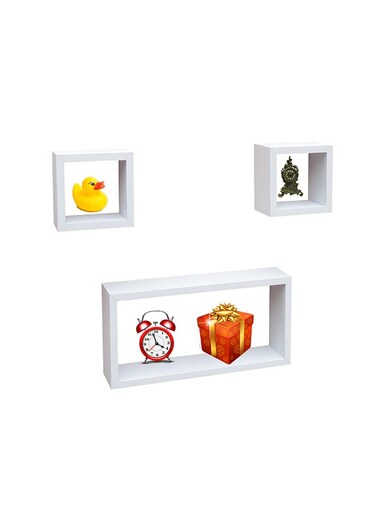 FLOATING WALL SHELVES CUBOID 3PCS SET WHITE SIZE: 40x20x90CM/ 15x15x90CM/ 15x15x90CM