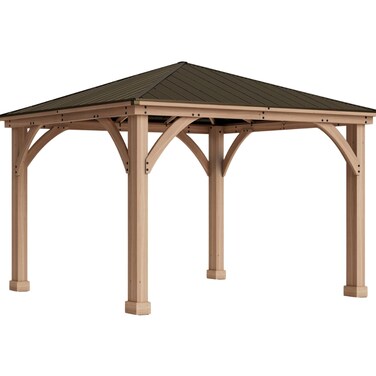 Yardistry 12x12 ft. Wood Gazebo with Aluminum Roof