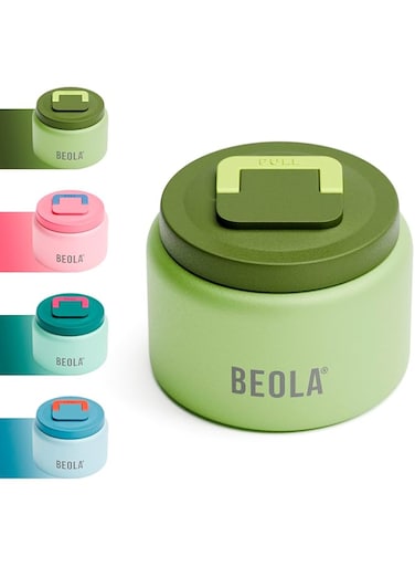 BEOLA 240ml Replaceable Nesting Food Jar for Lunch Box, Thermos Stainless Steel Double Wall Insulated Travel Food Flask for Kids, 8oz (Green)