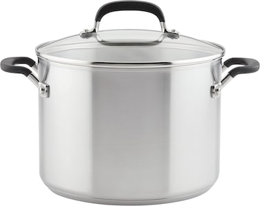 KitchenAid Stainless Steel Stockpot with Measuring Marks and Lid, 8 Quart