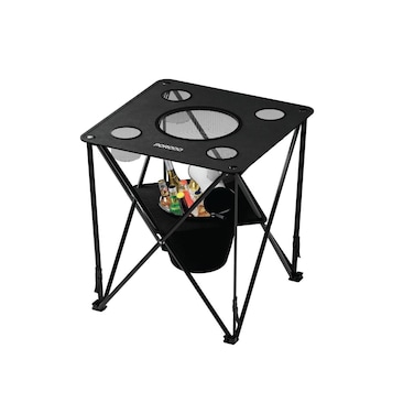 Outdoor Companion Foldable Camping Table with 4 Cup Holders &amp; Insulated Cooler