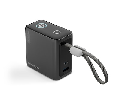 باور بانك باورولوجي 45 وات 15000 مللي أمبير مع شاشة ملونة TFT، يتضمن منفذ USB-C ومخرج USB-A، يعمل مع معظم الأجهزة بما في ذلك الهواتف الذكية والأجهزة اللوحية وأجهزة الكمبيوتر المحمولة - رمادي