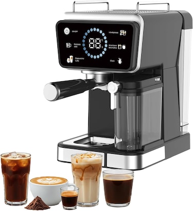 LePresso Hot &amp; Cold Brewing Coffee Machine, Espresso Machine with Milk Frother, Self- Cleaning Coffee Maker, 20Bar Latte Maker, Touch Panel, 4 Preset Function, 1350W Espresso Maker, Latte, Cappuccino
