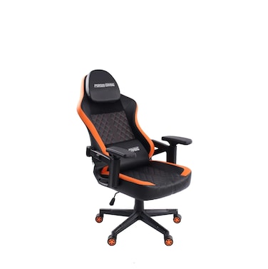 كرسي ألعاب PORODO مصنوع من إسفنج قابل لإعادة التدوير + إسفنج جديد، قابل للتعديل، إطار من الحديد وقاعدة من النايلون مقاس 320 مم لدعم يدوم طويلاً - أسود/برتقالي