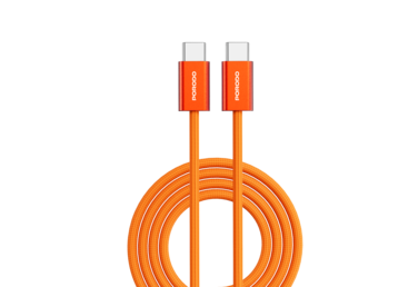 Porodo High-Speed USB-C to USB-C Cable with 60W Power Delivery, Cotton Braided Jacket, 480Mbps Data Transfer Speed, High-Speed Charging, Tangle-Free, Optimal Charging &ndash; Orange