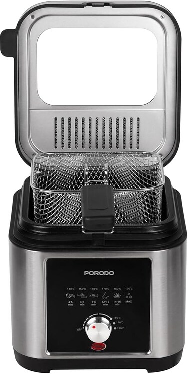 Stainless Steel 2.5L Deep Fryer &ndash; Adjustable Temperature 150&ndash;190&deg;C, Non-Stick Tray, Cool-Touch Handle, Smart Frying Power &amp; Easy Cleaning