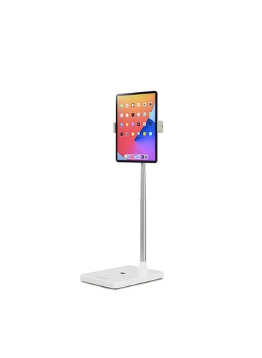 Porodo 360&deg; Multifunctional Phone &amp; Tablet Holder with Extendable Pole, Adjustable Height with Telescopic Rod, 270&deg; Rotational Hinge, Horizontal &amp; Vertical, 4"-11" Device Compatibility, Adjustable Viewing Angle, 90&deg; Continuous Hovering, Overhead Stand, Stable &amp; Secure Hold - White