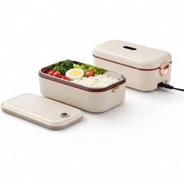 Porodo LunchMate Dual Mode Electric Lunch Box 900ml 45W Portable Food Warmer, Stainless Steel Lunch Container, Refrigerator-Safe Tray, Portable Heated Lunch Box for Office, School &amp; Travel Meals