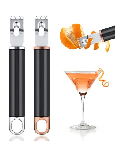 Channel Knife, 2 in 1 Lemon Zester Tool, Stainless Steel Citrus Peeler for Orange Fruit Rind Peel, Home Kitchen Bar Tools