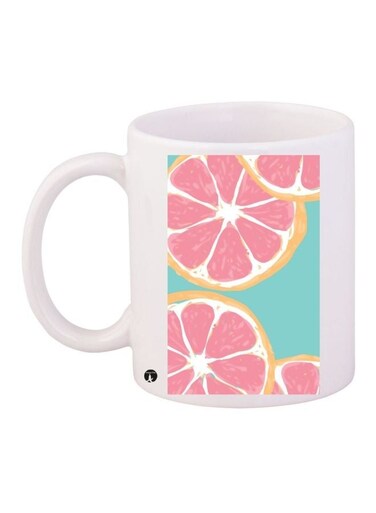 Fruit Printed Coffee Mug White/Pink/Blue 11ounce