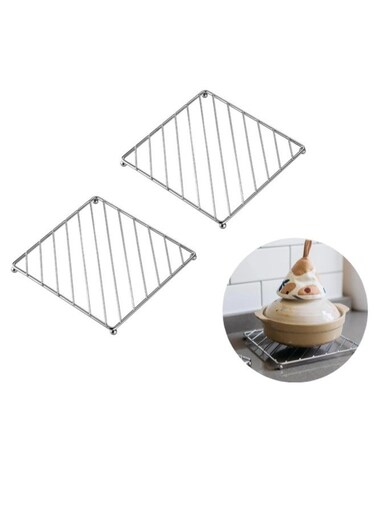 2 Pcs Stainless Steel Trivets for Hot Dishes and Hot Pots &amp; Pans, 7.2 &Atilde;&mdash; 7.2 Inches, with Stable Feet