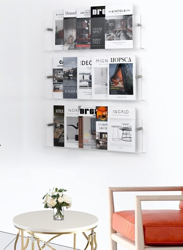 3 Tier Acrylic Brochure Holder Wall Mount (Clear)