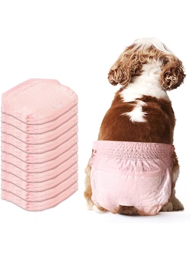 Cat Diapers, 10 Pieces of Disposable Pet Physiological Pants Female Dog Female Cat Stretch Wrap Diapers Super Absorbent Leak Proof Diapers Sanitary Napkins Pet Pull-ups (pink)