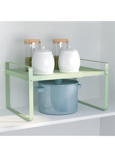 Maykela Expandable Countertop Organizer Shelf, Cabinet Shelf Organizers, Storage Rack Shelf Kitchen Shelf Organiser,Spice Racks,Cupboard Shelf for Home and Kitchen Storage(Green)