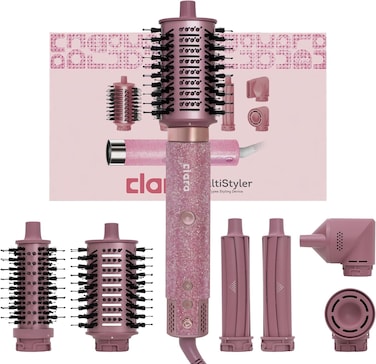 Clara Multi Styler For All Hair Types, 6-In-1 Styling Tool With Auto-Wrap Curlers, Blow Dryer, Round &amp; Oval Brush - 1500W Ionic Hair Styler For Frizz-Free Waves &amp; Salon Blowouts (Diamond Candy)