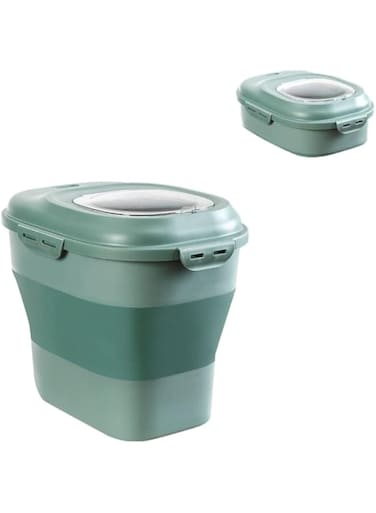 Bolivia's Collapsible Dog Food Storage Container, Airtight Sealed Pet Food Container with Rolling Wheels, Leakproof Sealable Dry Holder, Large Foldable Storage Bin for Pet Food