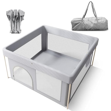 قفص لعب للأطفال قابل للطي - رمادي فاتح