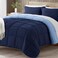 CRAFT 3 Piece Bed Comforter Set - Cozy Down Alternative Filled Comforter &amp; 2 Pillow Shams, Twin Size (Navy/Sky Blue)