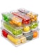 Pure Future Set of 10 Refrigerator Organizer Bins Stackable with Lids, Fridge Organizers and Storage Clear, BPA-Free, Fridge Storage Containers for Fruits &amp; Vegetables