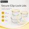 BLACKSTONE Round Glass Food Storage Container Set, 3 Pieces with Airtight Locking Lids, 420ml, 670ml and 920ml, for Meal Prep and Leftovers