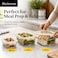 BLACKSTONE Rectangular Glass Food Storage Container Set, 3 Pieces with Airtight Locking Lids, 385ml, 1.22L and 1.97L, for Meal Prep and Leftovers