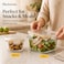 BLACKSTONE Square Tempered Glass Food Storage Container Set, 2 Pieces with Airtight Locking Lids, 380ml and 1.22L, for Meal Prep and Leftovers
