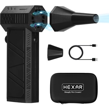HEXAR Portable Turbo Fan, 138000 Rpm Blower Fan, 8000mAh Battery Mini Wind Blower BBQ Fan, Efficient Cleaning for Cars Computers Keyboards Sofas, Type C Fast Charging with Storage Case