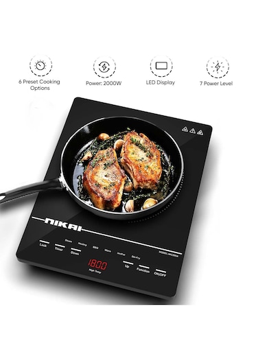 NIKAI Infrared Cooker - Touch Control With 6 Preset Temperature Settings, Sleek Design, Efficient Heating Technology Suitable For All Utensils NIC200A Black