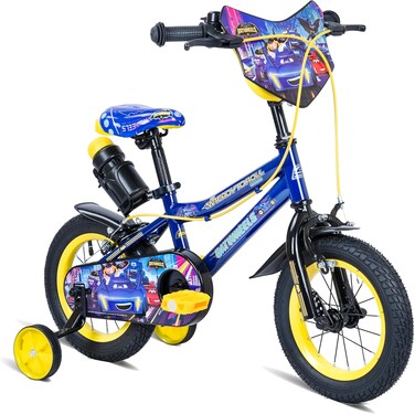 S Spartan 12" Batwheels Kids Bicycle &ndash; Batman-Themed Official Licensed Bike With Training Wheels, Steel Frame, Rear Mudguard, Adjustable Saddle &amp; Handlebar For Ages 2.5 To 4 Black/Blue (Sp-3209)