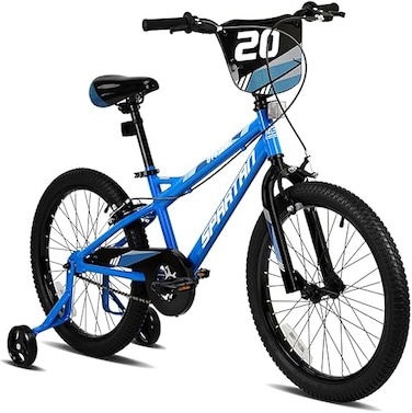 دراجة سبارتان سايكلون للأطفال مقاس 20 بوصة بعجلات مساعدة - إطار فولاذي، مقعد ومقود قابلان للتعديل - أول دراجة كبيرة للأولاد من سن 6 إلى 9 سنوات - إطار برسومات سباق