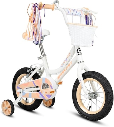 دراجة سبارتان أوريكس للأطفال، إطار فولاذي متين، عجلات تدريب قابلة للإزالة، مقعد ومقود قابلان للتعديل، فرامل أمامية وخلفية، دراجة مثالية كأول دراجة للأطفال