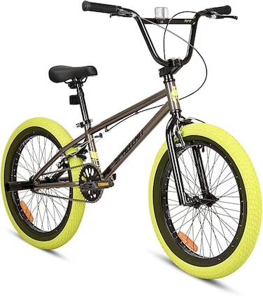 دراجة سبارتان زيفير فري ستايل بي إم إكس مقاس 20 بوصة - مقود قابل للدوران 360 درجة، وتدان للحركات البهلوانية، ومقاعد مبطنة قابلة للتعديل، وإطارات عريضة، للأطفال من سن 7 إلى 10 سنوات