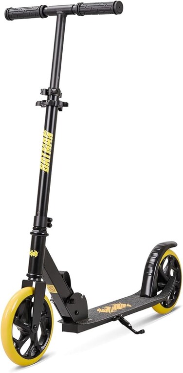 سكوتر سبارتان القابل للطي 200 مم - رسومات أبطال خارقين، عجلات من البولي يوريثان مطورة، مقود قابل للتعديل بمقابض مطاطية، تصميم قابل للطي السريع، هيكل فولاذي ألومنيوم قوي وفرامل قدم خلفية