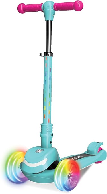 LIT Nova 3-Wheel Kick Scooter for Kids, Lean-to-Steer Design With LED Light-Up Wheels, Adjustable Handlebar, Foldable Frame for Easy StorAge, Safe &amp; Fun Ride for Ages 3+, LT‑7004