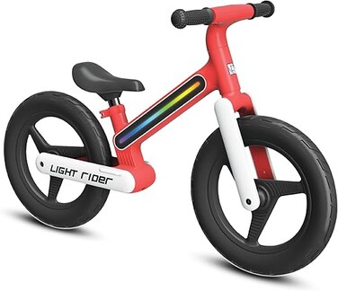 LIT Light Rider Balance Bike &ndash; Red, Lightweight Steel Frame With LED, Adjustable Seat &amp; Handlebar, Kids Balance Bike for Ages 3 +, Ideal for Learning Balance &amp; Coordination, LT-3004