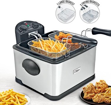 2000w Deep Fryer With 4l Capacity, Adjustable Temperature Control, Non-stick Coating, And Overheat Protection For Safe Frying