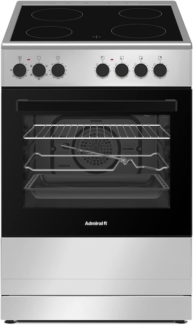 Admiral Ceramic Electric Cooker, 60x60cm Ceramic, Embossed Panel, 4 Plates Black Ceran Stainless Steel Frame - ADVC6065VCT Made in Turkey.