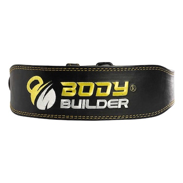 Body Builder Leather Belt, L, Yellow, Comfortable Leather, Prevent Back Injuries