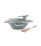 LIFE SMILE Wok Pan with Glass Lid - Induction Bottom Safe Frying Pan Double Handle with Durable Non-Stick Granite Coating - Oven Safe Fry Pan With Wooden Turner (28 CM (4.4 Liters), Cyan)