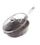 LIFE SMILE Deep Frying Pan With Lid - Multi Layer Granite Coating Non Stick Saute Pan   Stay Cool Handle With Hanging Loop   Oven Safe (Grey, 28 CM(4.2 Liter,Induction))