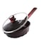 LIFE SMILE Deep Frying Pan With Lid - Multi Layer Granite Coating Non Stick Saute Pan   Stay Cool Handle With Hanging Loop   Oven Safe (Red, 28 CM(4.2 Liter,Induction))
