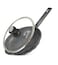 LIFE SMILE Frying Pan With Lid - 5 Layer Granite Coating Fry Pan   Multiple Hob Compatibility   Heat-Resistant Handle Hanging Loop   Induction bottom (26 CM, Black)