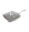LIFE SMILE grill pan Non-stick Granite Coating with lid   Oven Safe   versatile grilling pan with drop opening, Skillet large surface,100% PFOA free (Dark Grey, 24 CM Fixed Handle)
